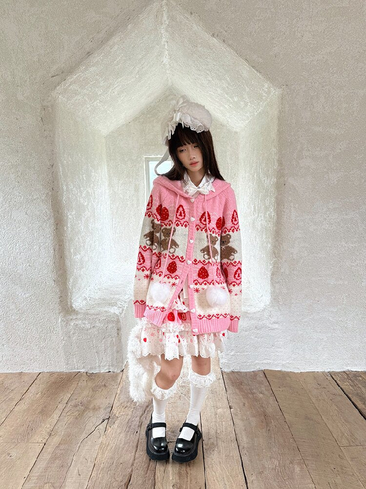 Bear Cake Fair Isle Cardigan【s0000018537】