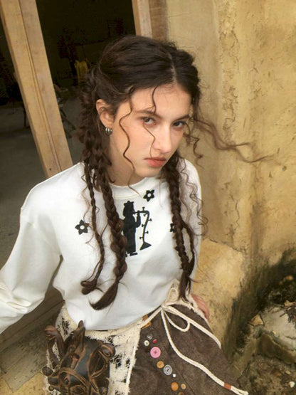 Forest Elf Print Long Sleeve T-Shirt【s0000014898】