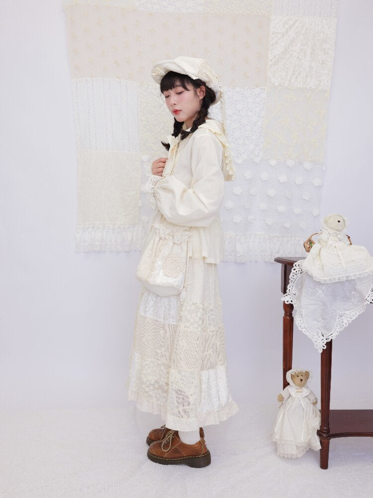Lace Detachable Bow Pleated Shirt【s0000016501】