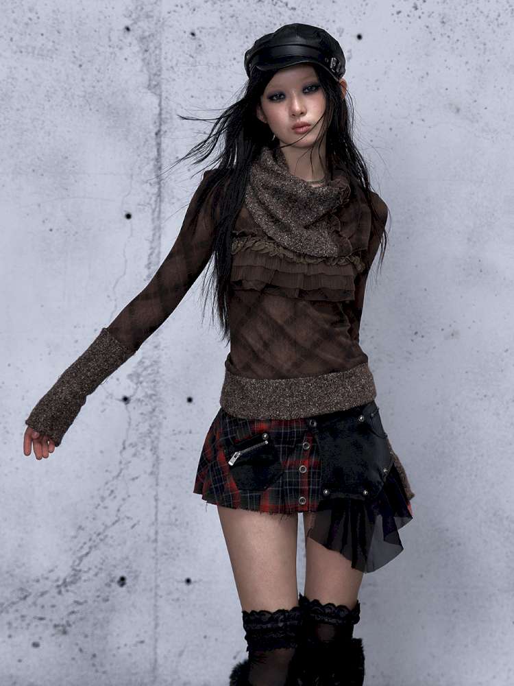 Vintage Punk Scarf Wool Knit Layer【s0000014923】