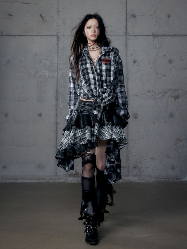 Heavy leather bustier skirt【s0000013467】