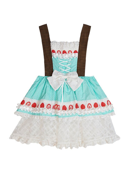 Polka Dot Floral Bow Tank Dress【s0000018543】