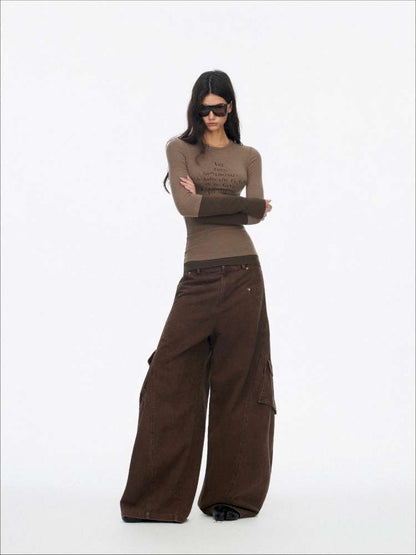 Fake Two-Piece Letter Print Slim Long-Sleeve T-Shirt【s0000014874】