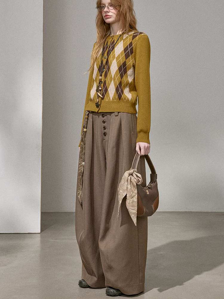 Diamond Plaid Knit Sweater Pants【s0000015072】