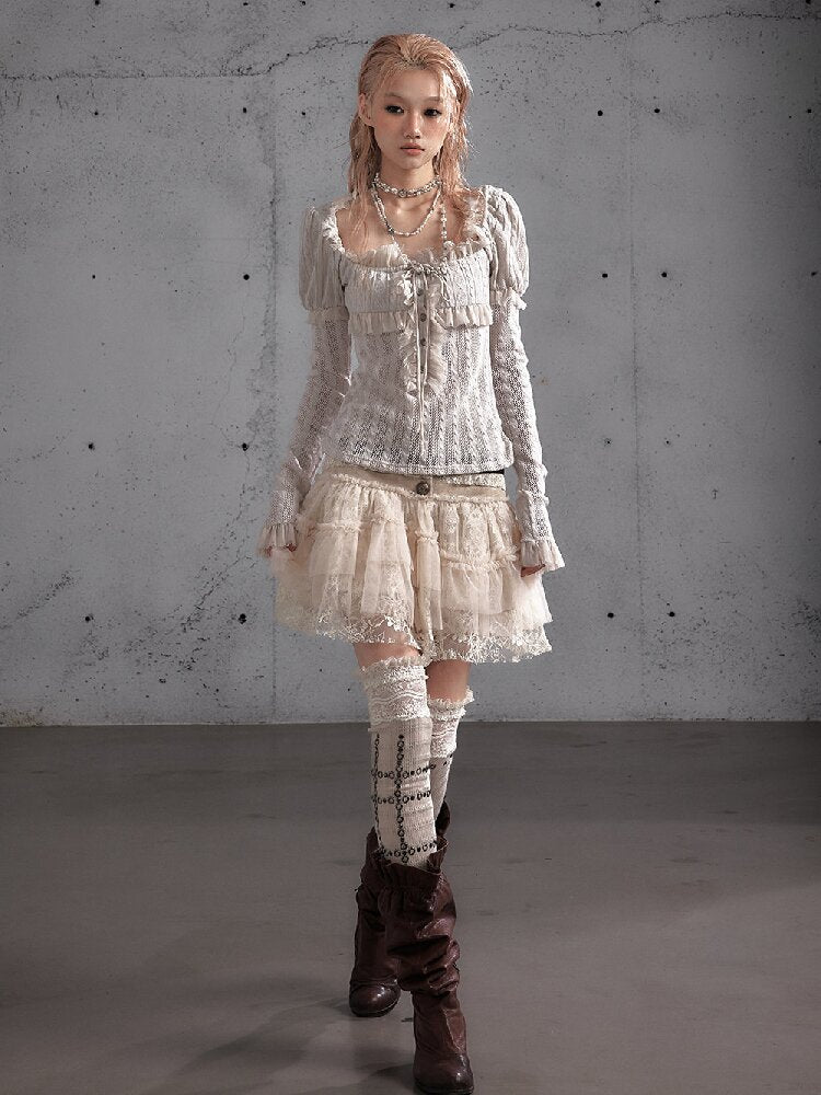 Vintage Layered Mesh Puffy Skirt【s0000019151】