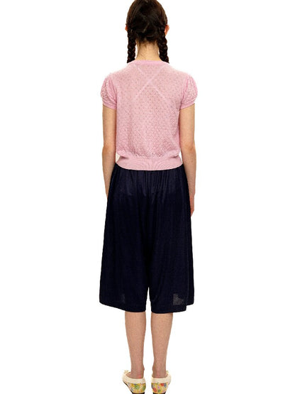 Breathable Lace Knit Top Skirt Set【s0000017442】