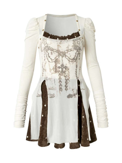 Vintage Baroque Velvet Check Dress【s0000014935】