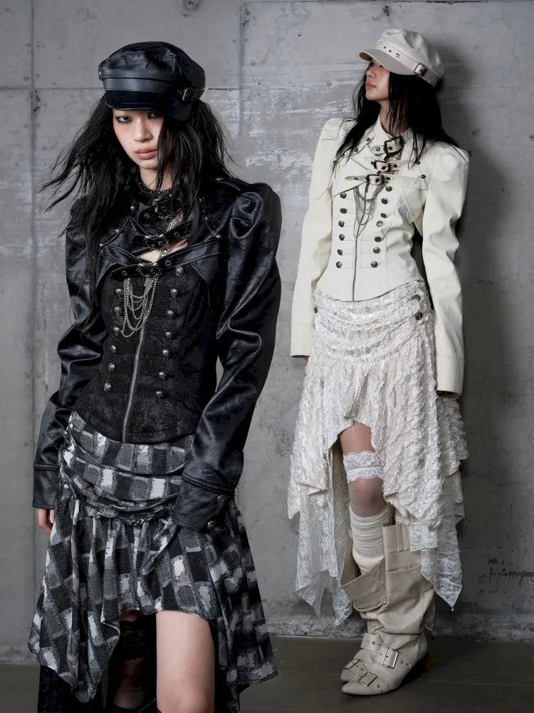 Stand Collar Ultra-Short Leather Jacket【s0000013950】