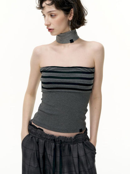 Striped bustier short skirt suit【s0000013740】