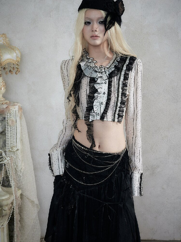 Vintage Lace Asymmetrical Shirt【s0000017987】