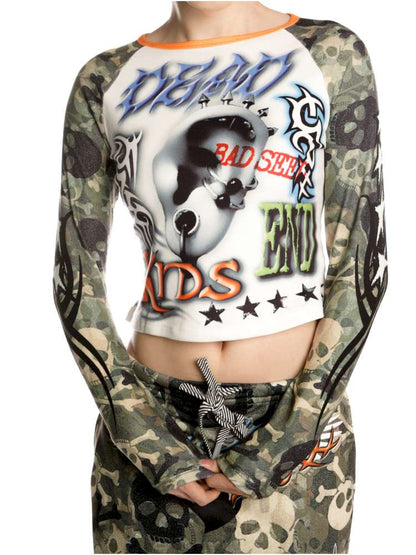 Sweet Cool Y2K Subculture Print Short Top【s0000014907】