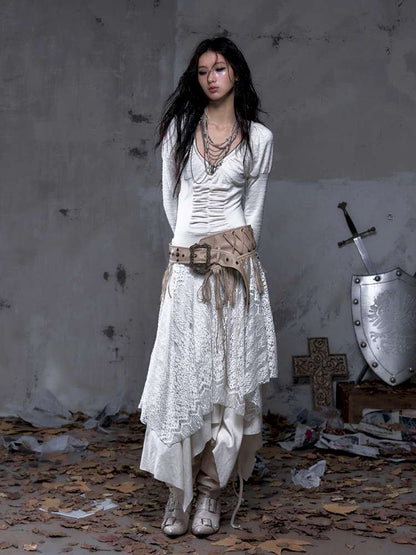 Lace Slimming Patchwork Knit Dress【s0000014467】