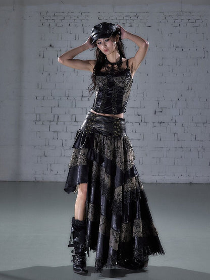 Lace Satin Fake Two Corset【s0000015936】