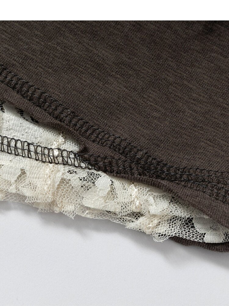 Lace Patchwork Hooded T-shirt【s0000015544】