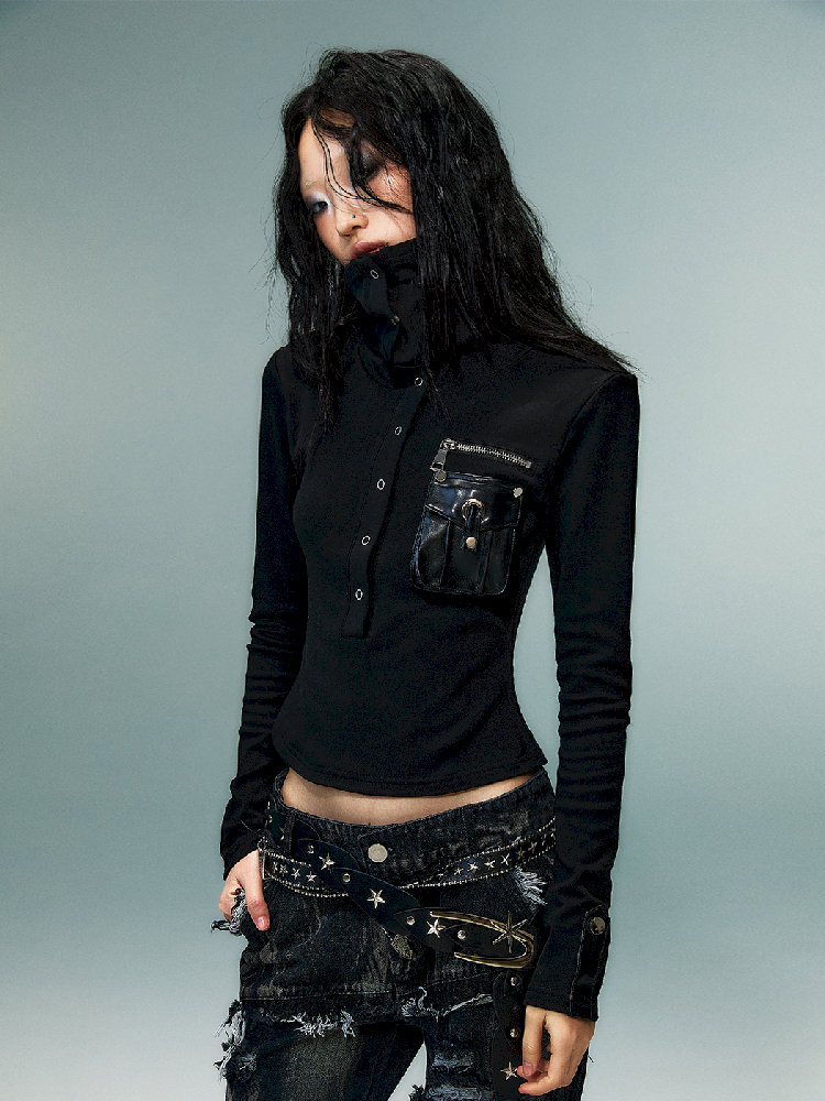 슬림 니트 긴 소매 바닥 셔츠 [S0000011480]