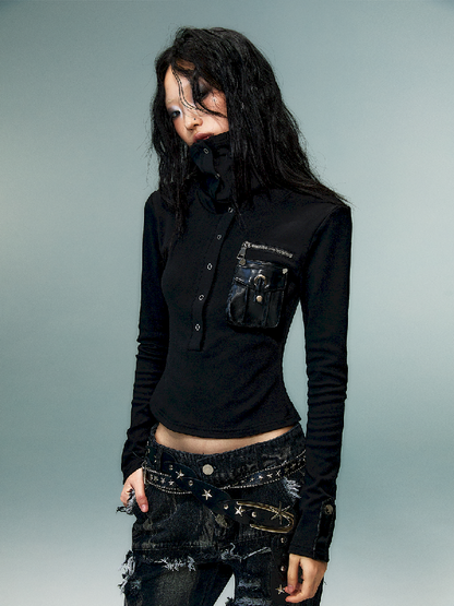 슬림 니트 긴 소매 바닥 셔츠 [S0000011480]