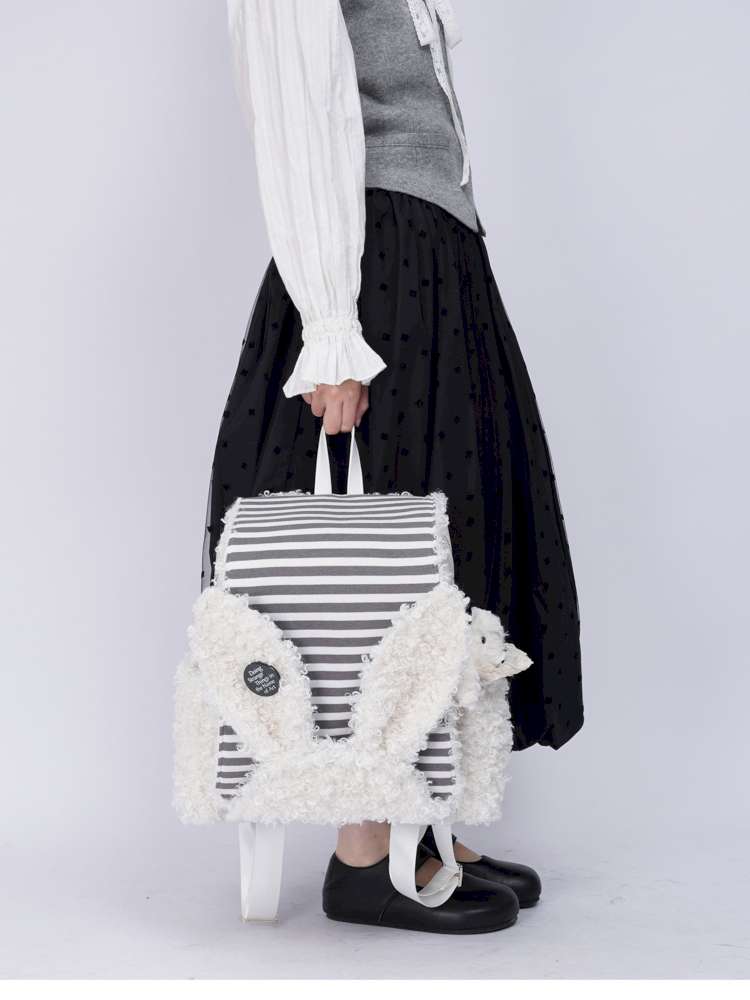 Rabbit Ears Fur Computer School Bag【s0000014615】