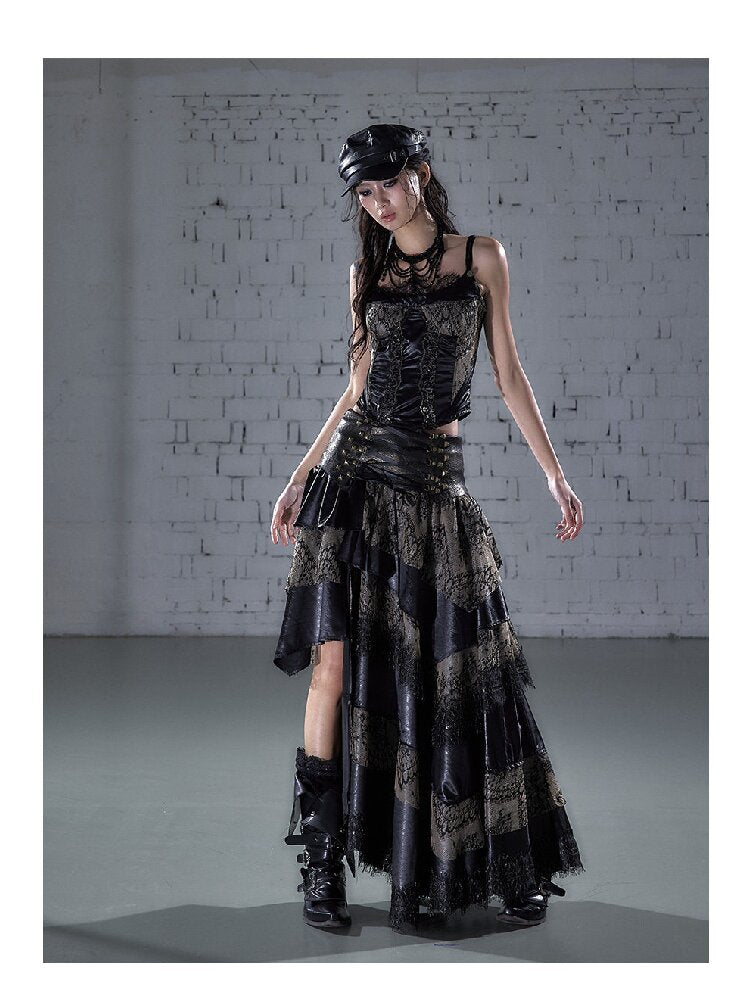 Lace Satin Fake Two Corset【s0000015936】