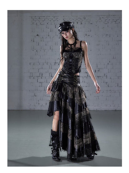 Lace Satin Fake Two Corset【s0000015936】