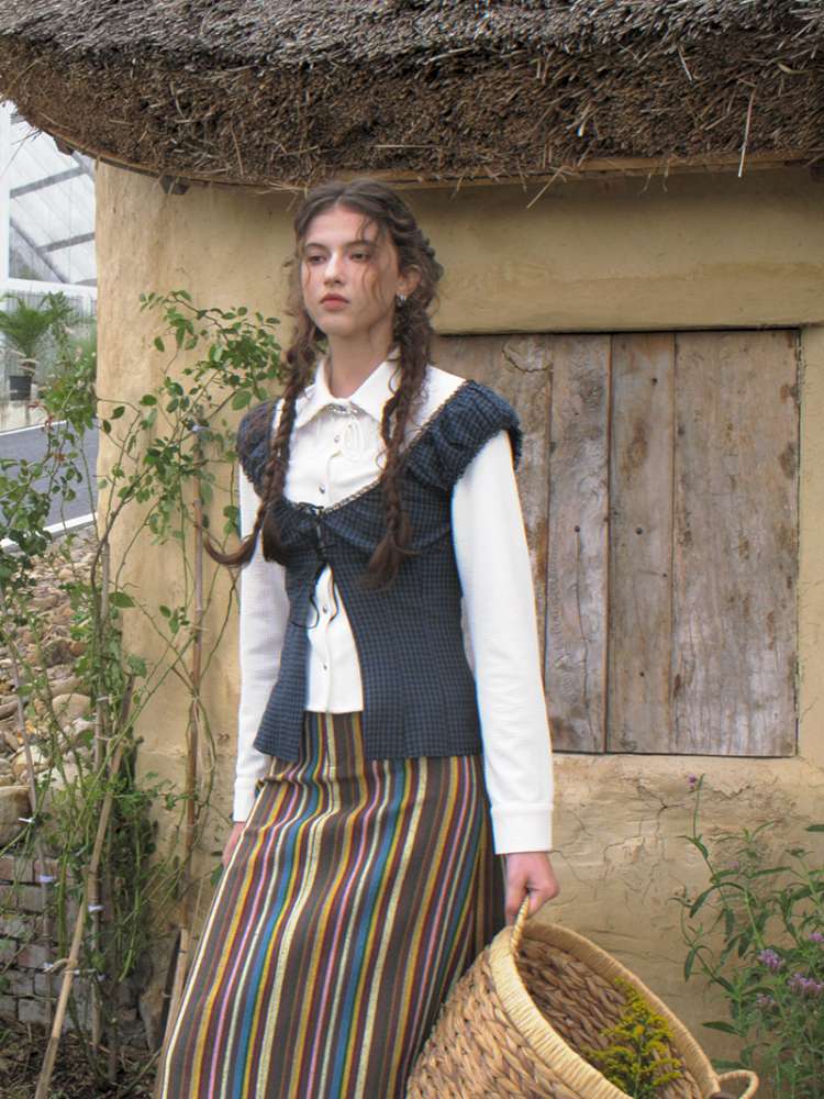 Blue Plaid Polka Dot Long Shirt【s0000014902】