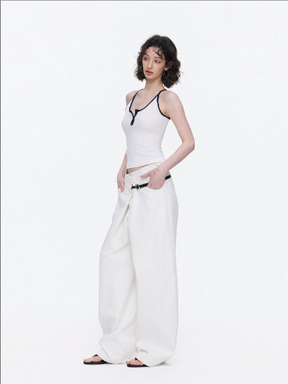 Contrast Slim Button Versatile Vest【s0000015921】