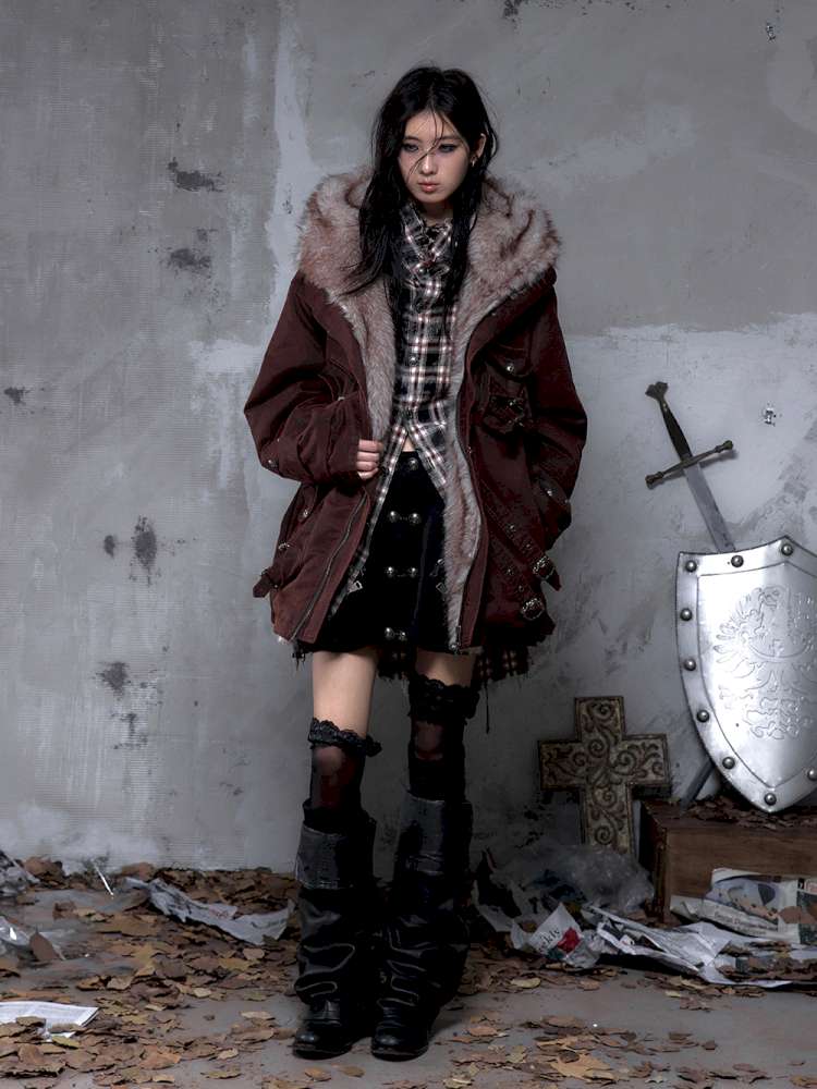 Mid-Length Fleece-Lined Cotton Jacket【s0000014475】