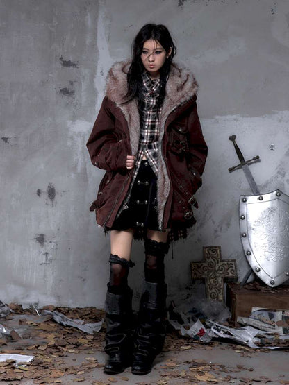 Mid-Length Fleece-Lined Cotton Jacket【s0000014475】