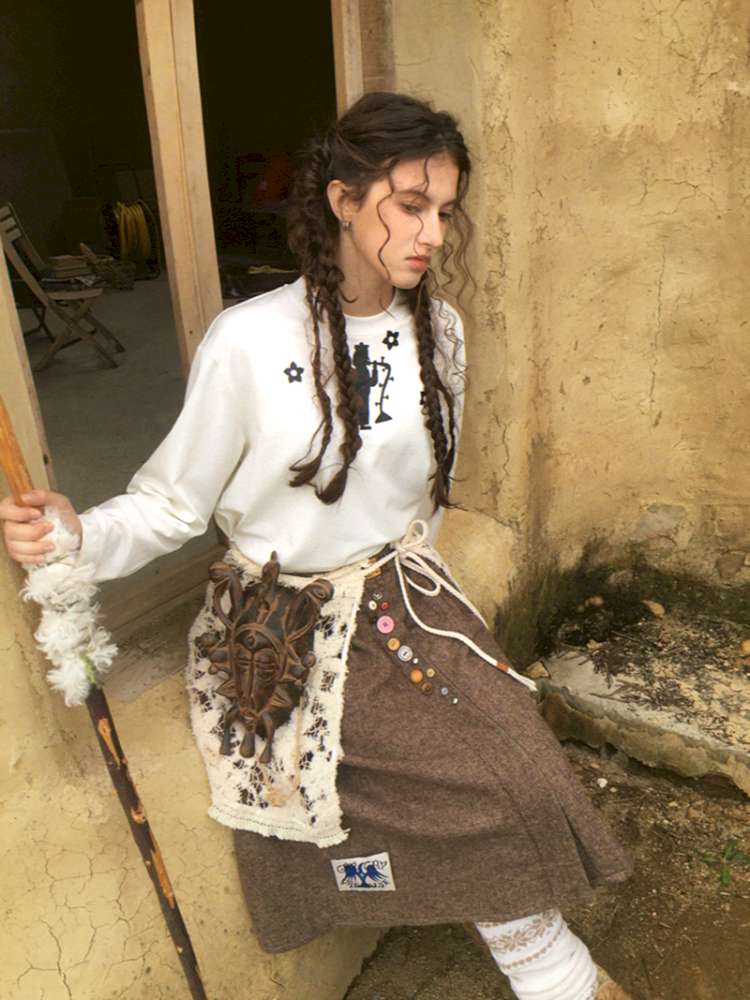 Forest Elf Print Long Sleeve T-Shirt【s0000014898】