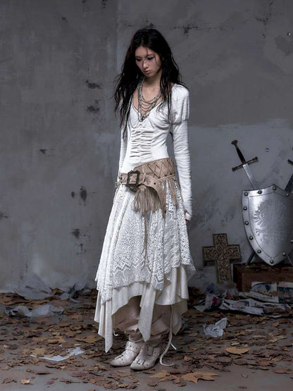 Lace Slimming Patchwork Knit Dress【s0000014467】