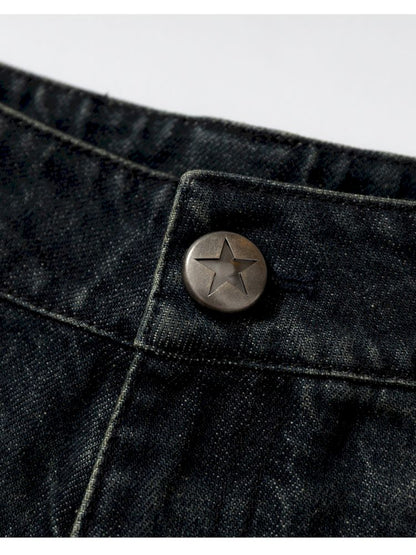 Wide-leg denim cropped pants【s0000012800】