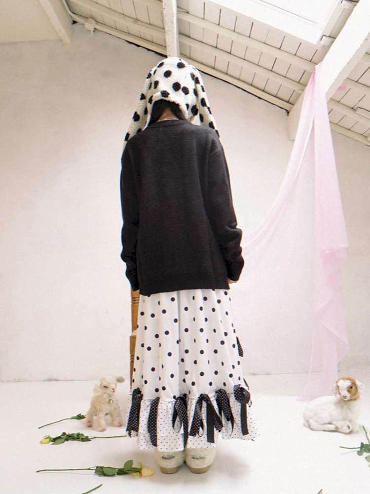 Asymmetric Bow Midi Skirt【s0000014525】