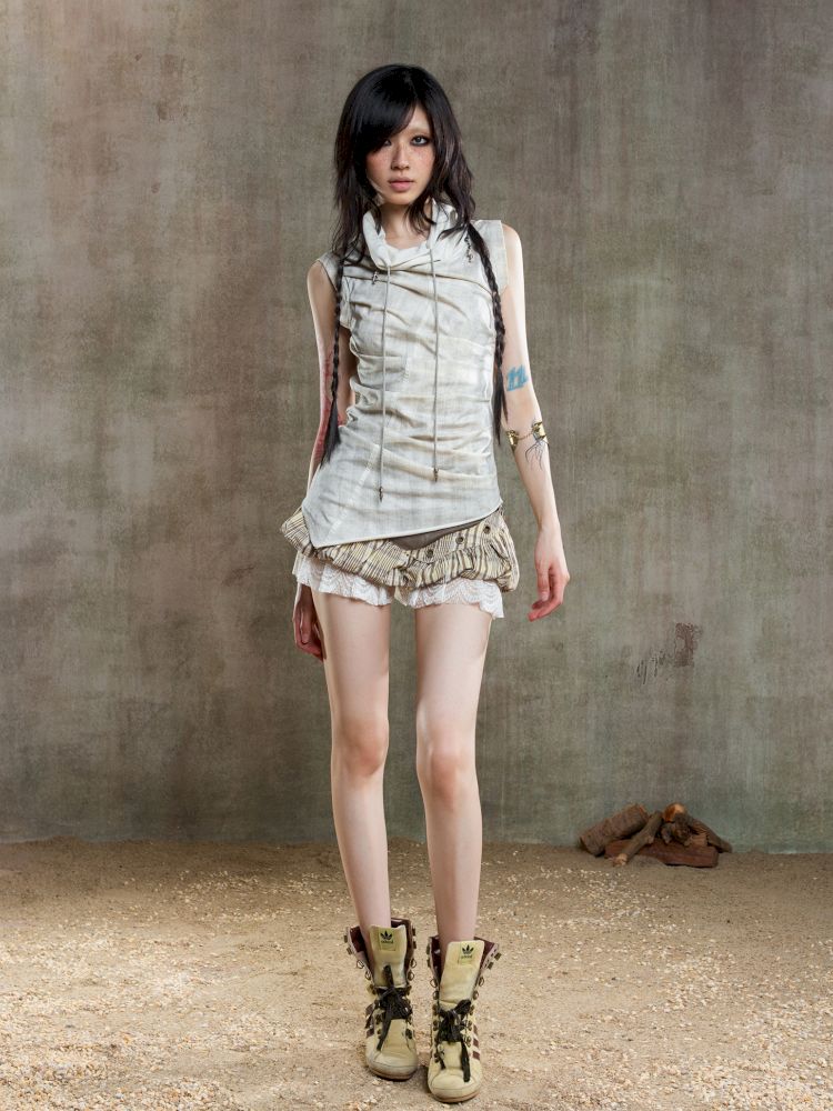 Irregular Pleated Multi-Wear Vest【s0000012658】