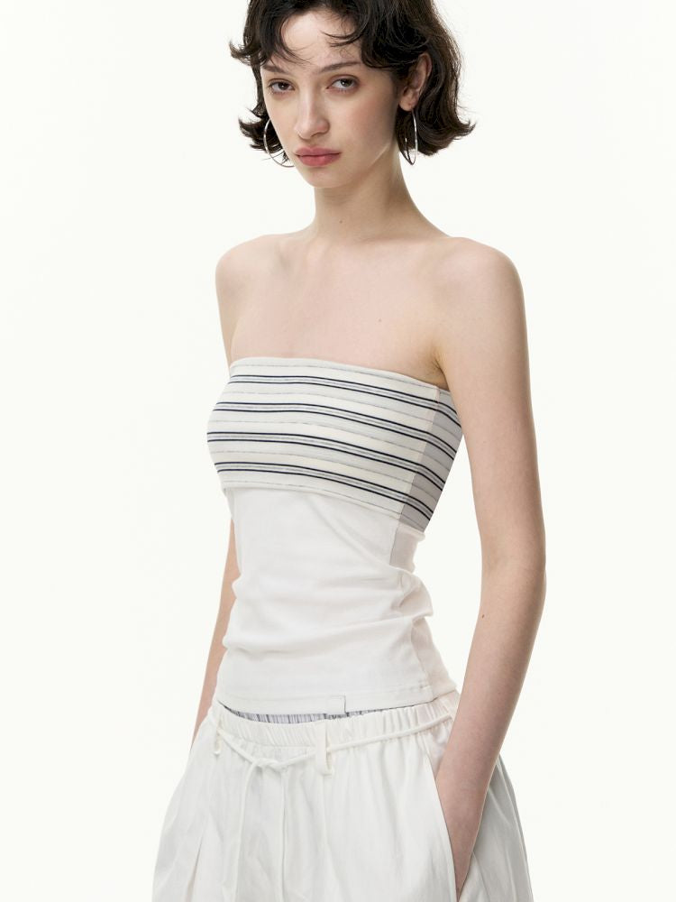 Striped bustier short skirt suit【s0000013740】