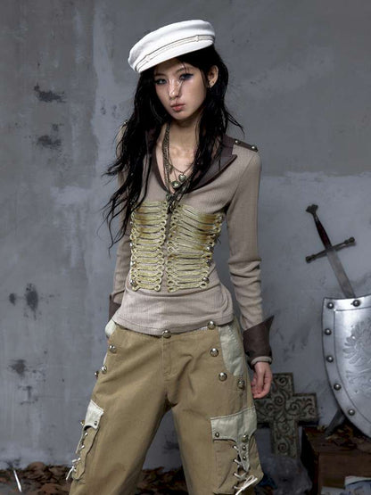 Vintage Punk Knight Slim Fit Shirt【s0000014652】