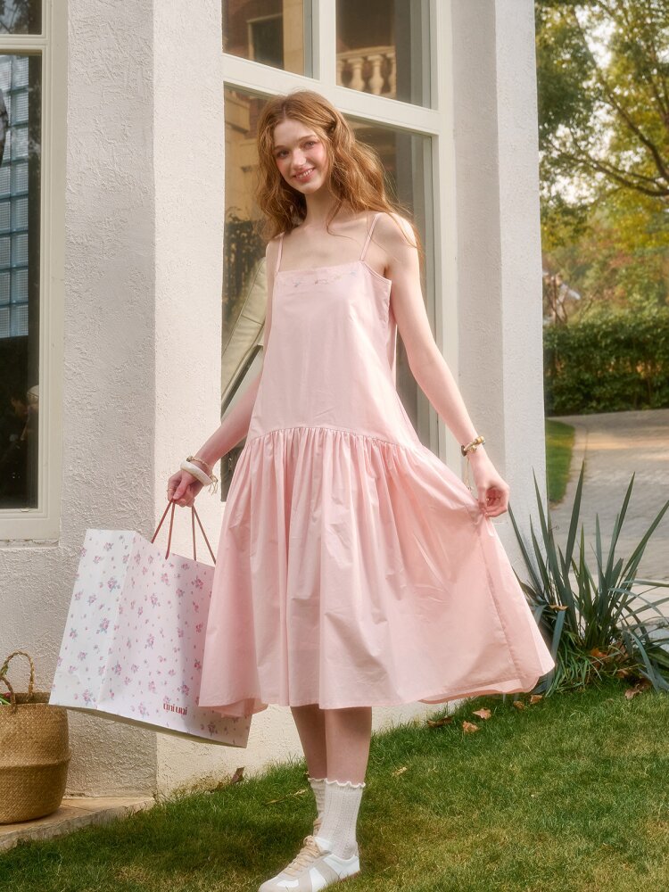 Pink Cotton Embroidered Shirt Dress【s0000015620】