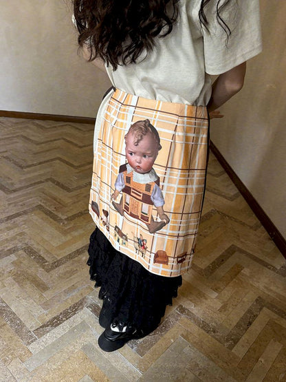 Doll Print Apron Diaper Cover【s0000012759】