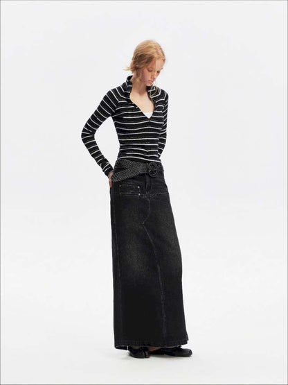 Vintage Striped Slim Knit Top【s0000015059】