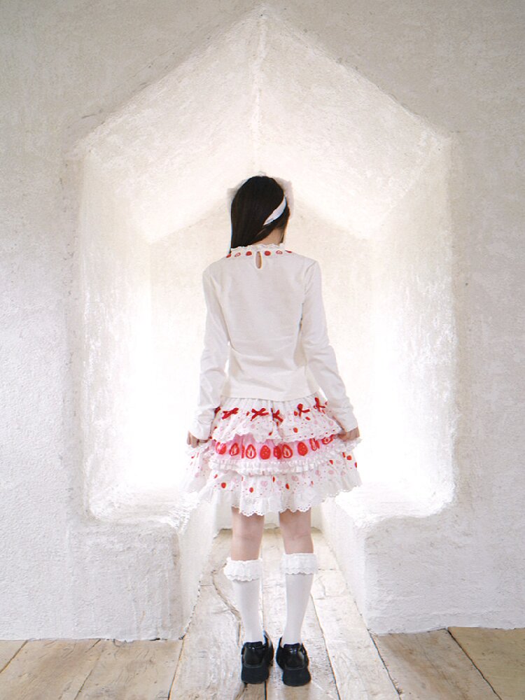 Cake Print Lace Bow Short Skirt【s0000018539】
