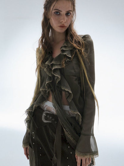 Original Textured Sheer Chiffon Blouse【s0000013908】