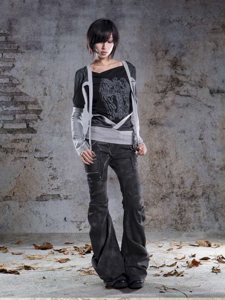 High-Stretch Printed Rhinestone Knit Top【s0000014490】