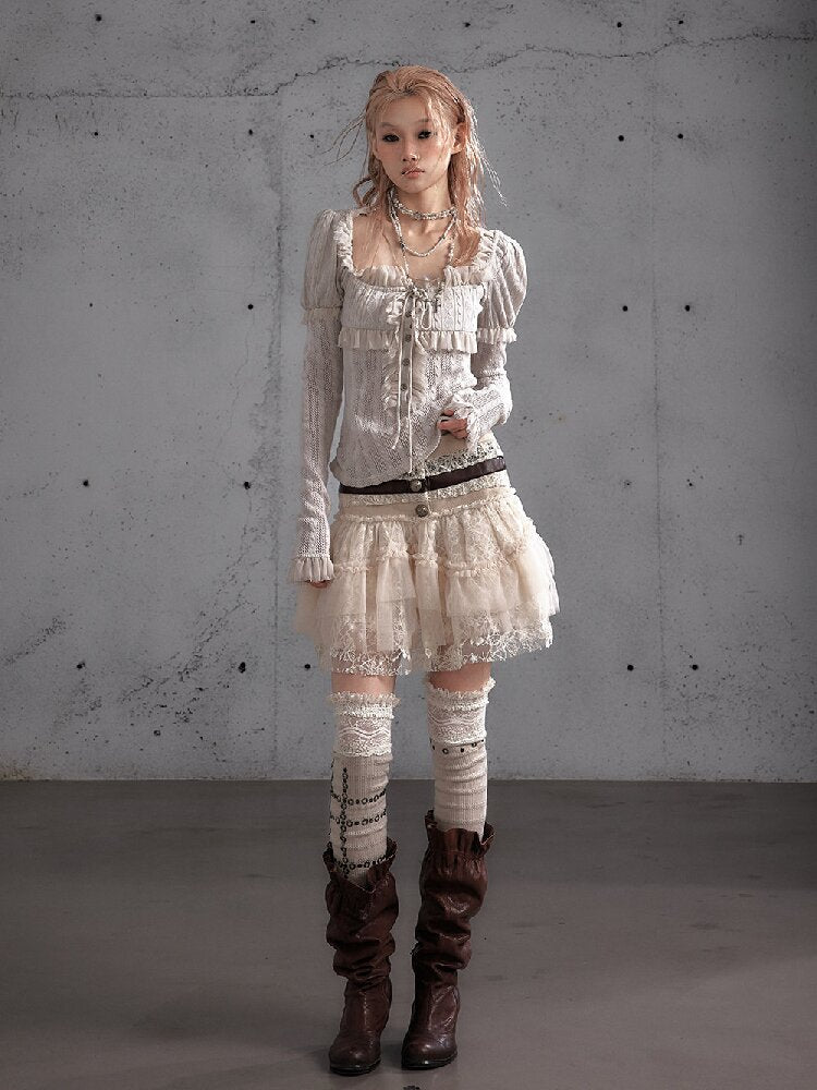 Vintage Layered Mesh Puffy Skirt【s0000019151】