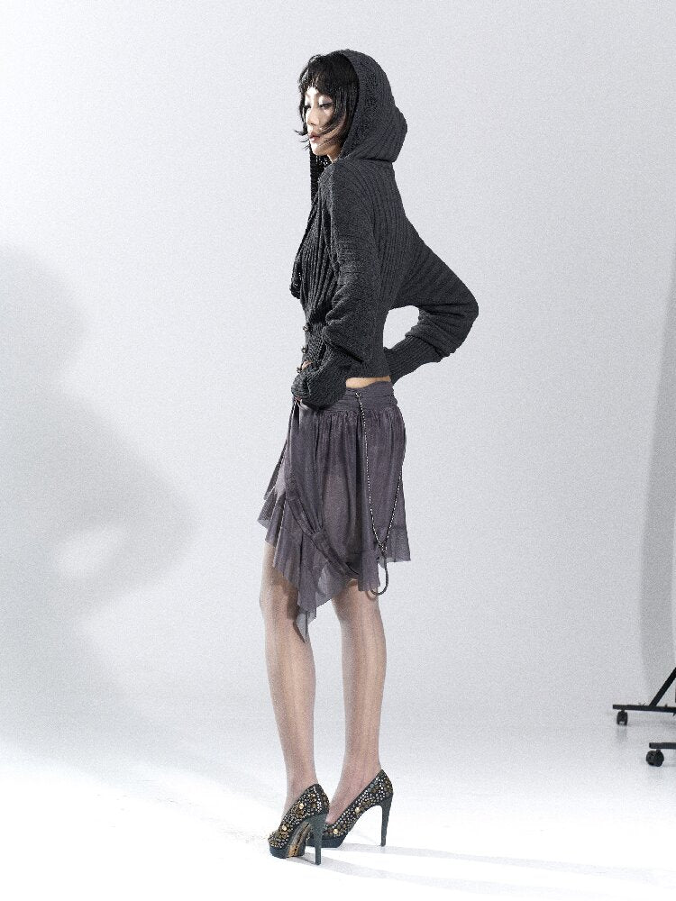 Vintage Hooded Knit Bat Sleeve Top【s0000018486】