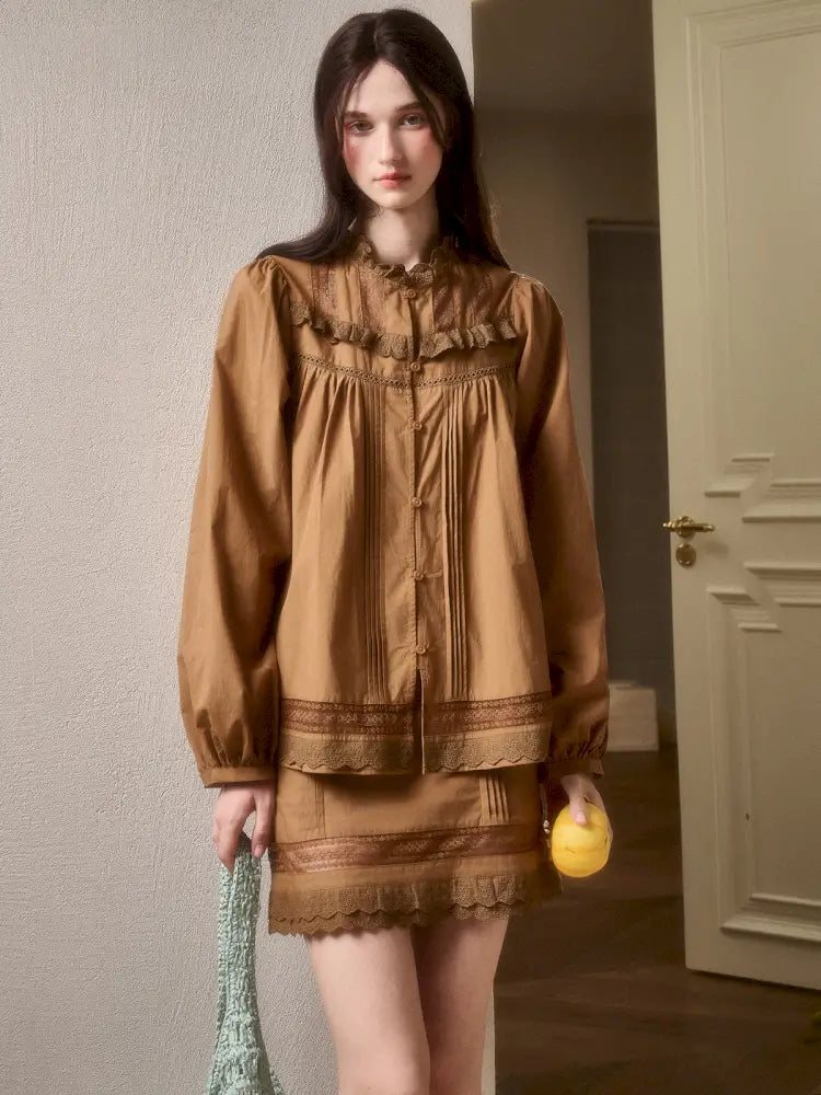 Natural Cotton Shirt Skirt Set【s0000014330】