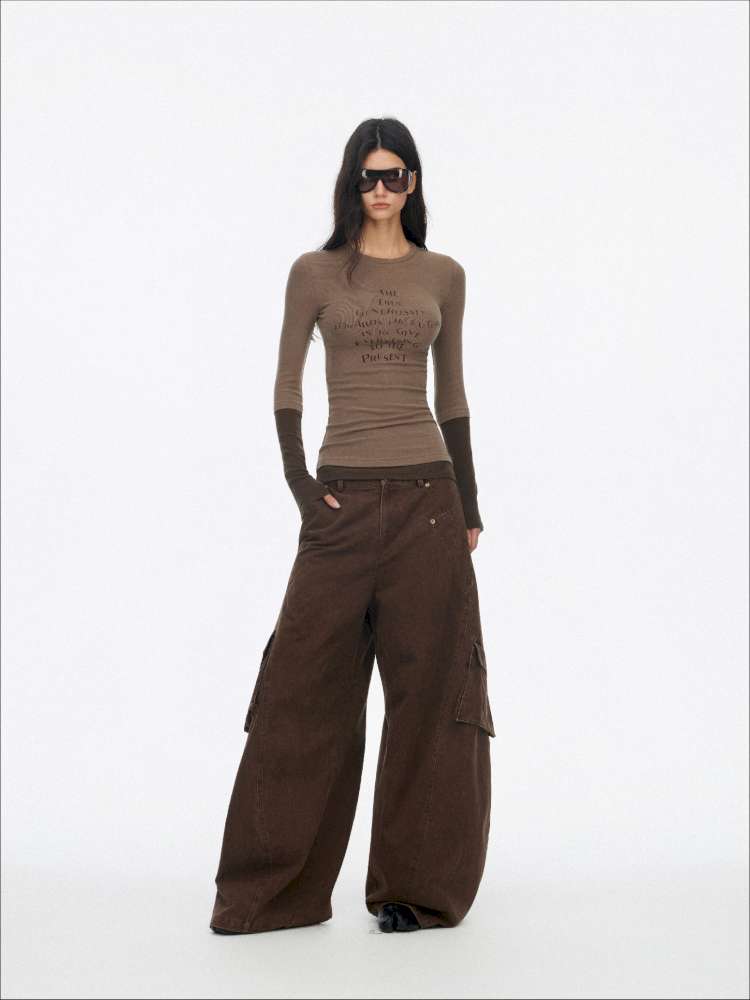 Fake Two-Piece Letter Print Slim Long-Sleeve T-Shirt【s0000014874】