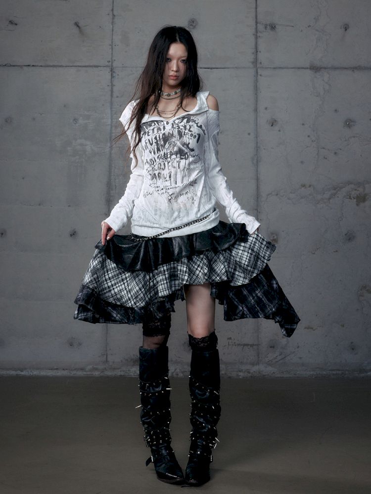 Heavy leather bustier skirt【s0000013467】