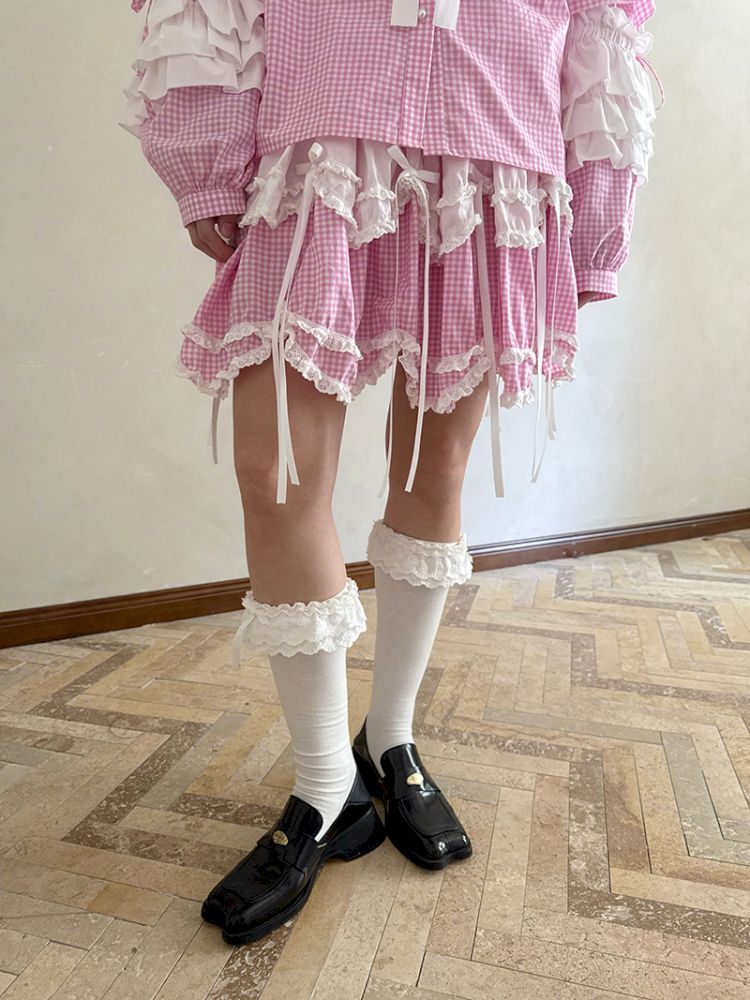 Double-layer bow-tie short skirt【s0000012764】