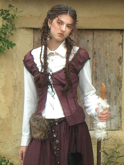 Blue Plaid Polka Dot Long Shirt【s0000014902】