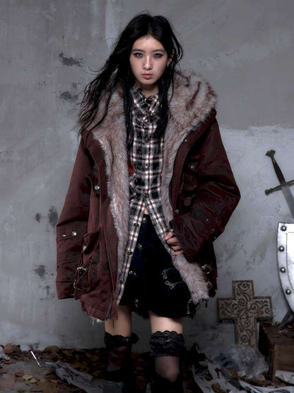 Mid-Length Fleece-Lined Cotton Jacket【s0000014475】