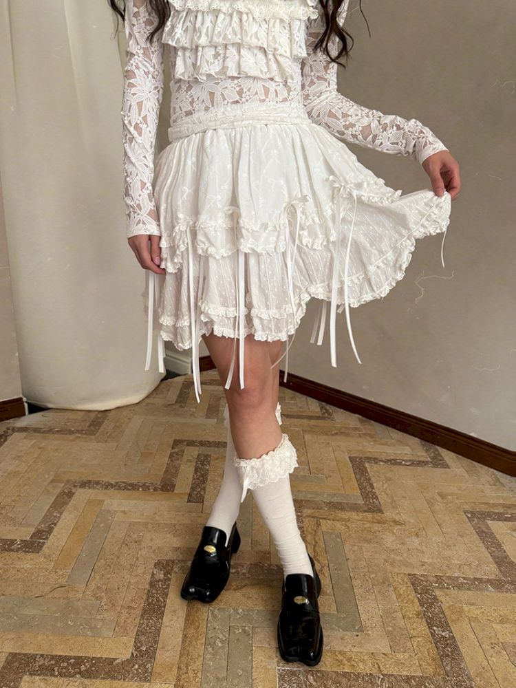 Double-layer bow-tie short skirt【s0000012764】