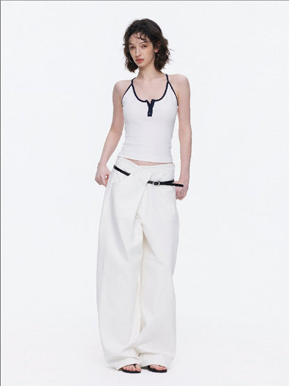 Contrast Slim Button Versatile Vest【s0000015921】